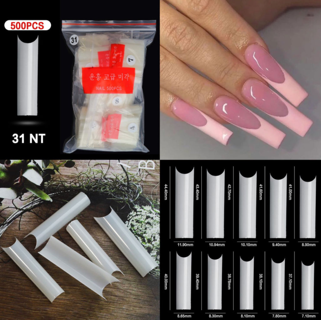 C curve square Half Cover Nail Tips - 500pcs Packet