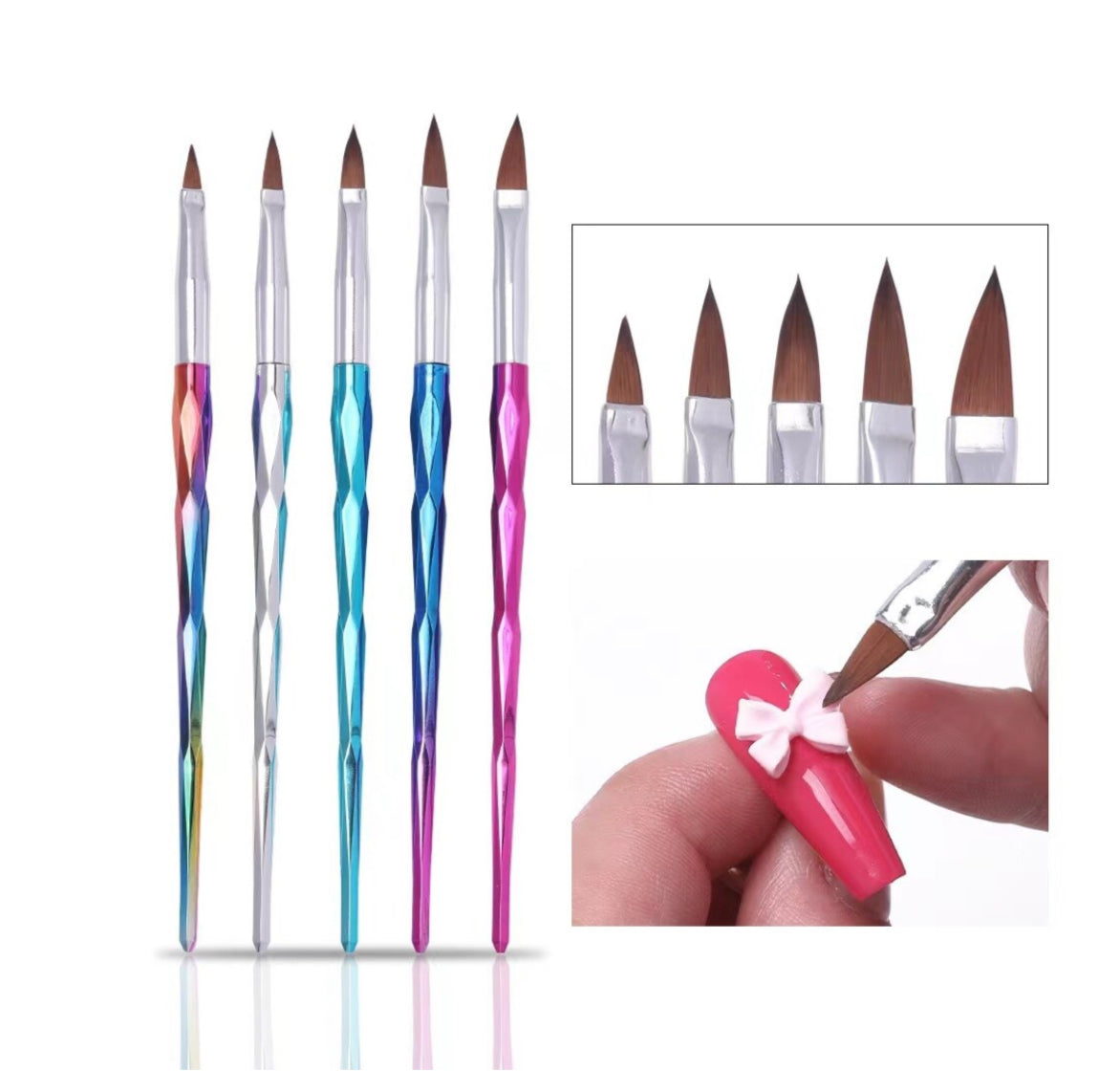 Diamond Shaped Acrylic Brush - 5 pcs Set