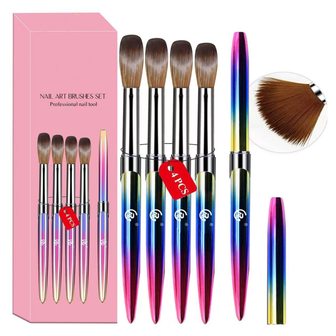 ACRYLIC NAIL BRUSH SET - 4 PCS