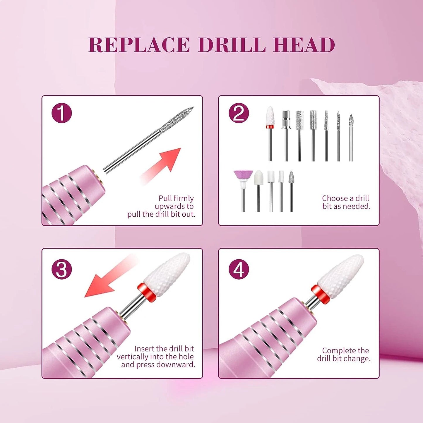 Black - Portable Hand Nail Drill