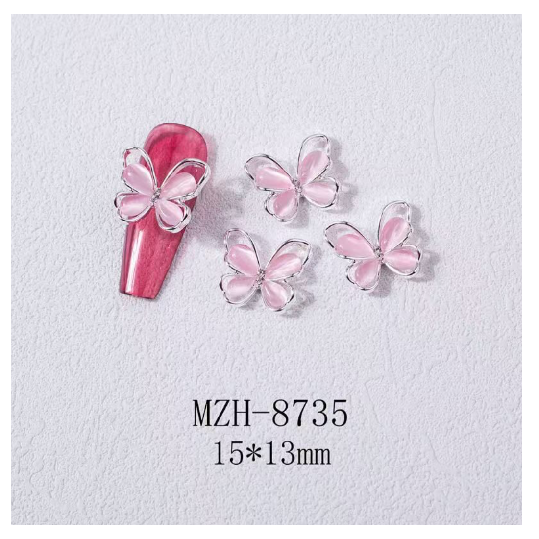 Metal stone Alloy Butterfly Nail Jewellery- 5 pcs
