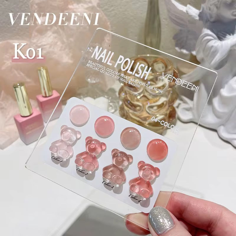 Vendeeni Gel Polish Set K01 + Free Colour Chart - 4 pcs set