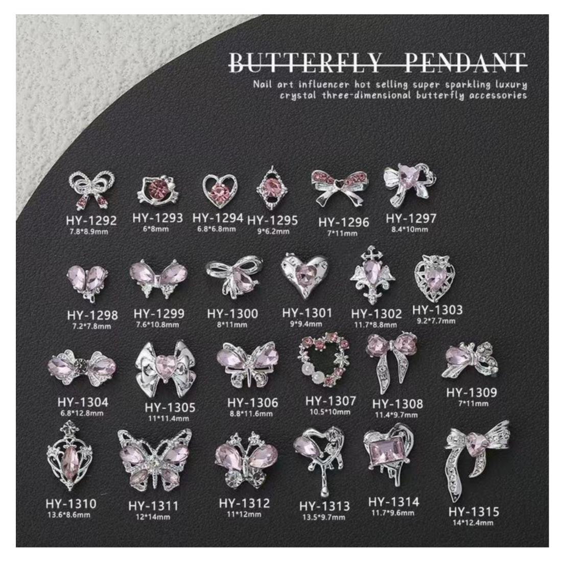 Pink Butterfly Alloy Rhinestone - 4 pcs