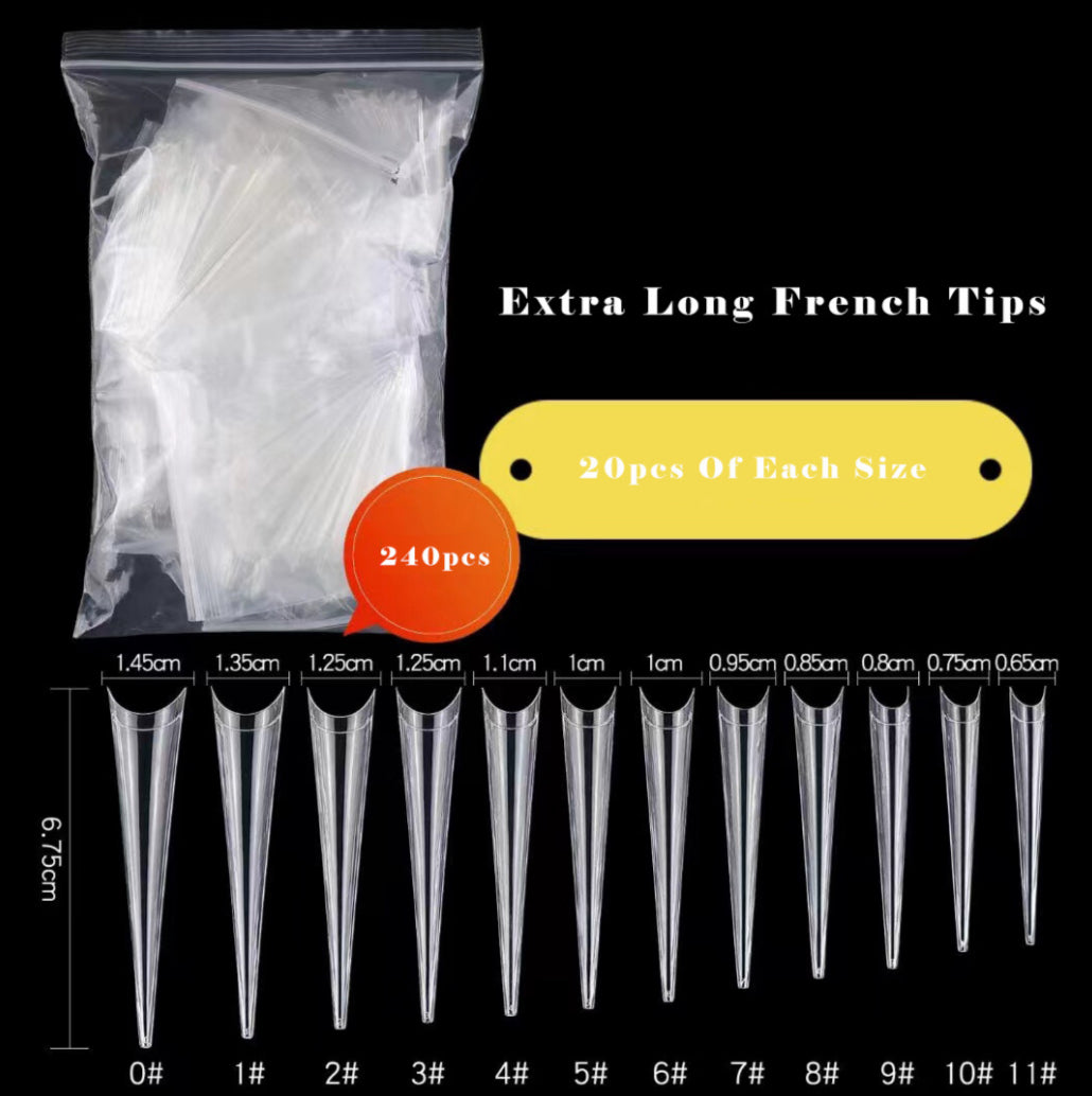 Extra Long French Clear Tips 240pcs