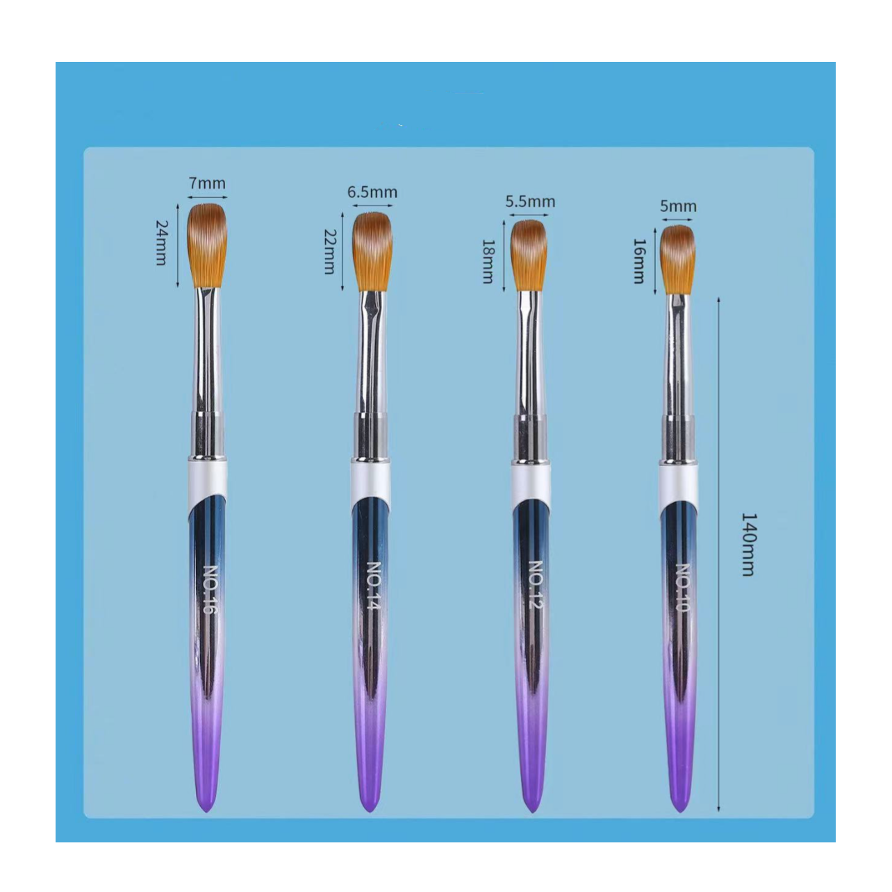 ACRYLIC BRUSH - 4 PCS SET - PURPLE