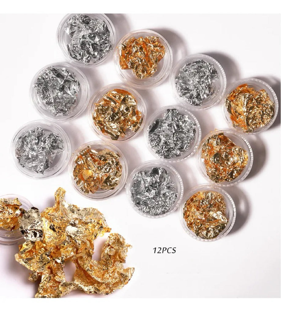 Nail Foil silver & Gold - 12 pcs