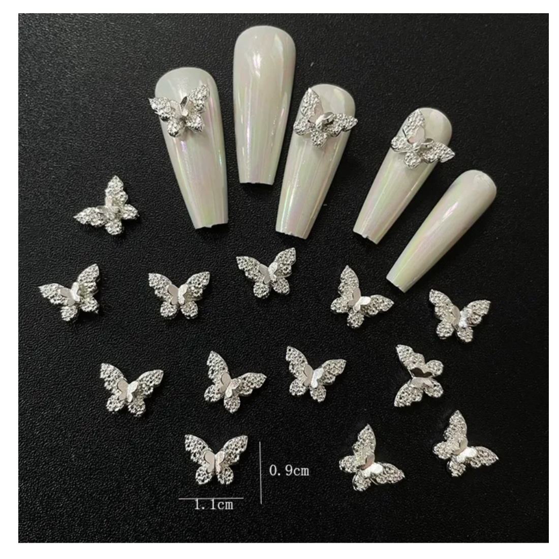 Butterfly Rhinestones Nail - 10 pcs