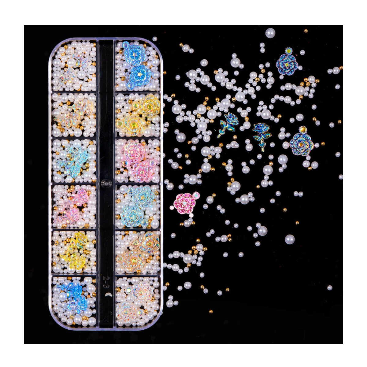 3D FLOWERS NAIL DECORATIONS WITH PEARLS