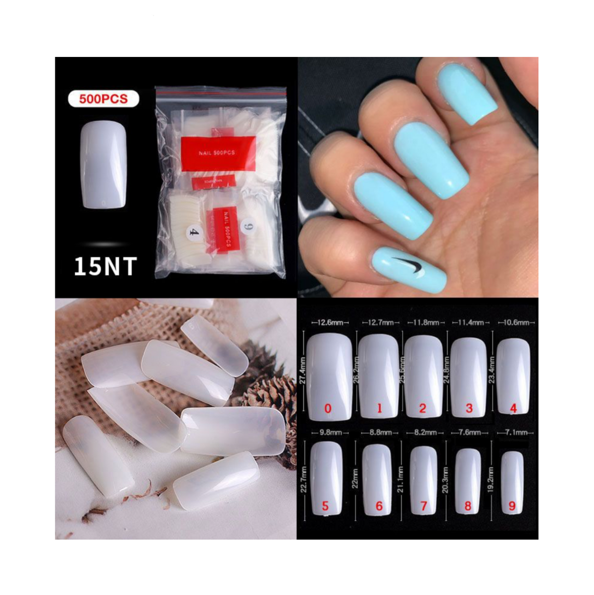 Full Cover Nail Tip - 500 pcs Bag