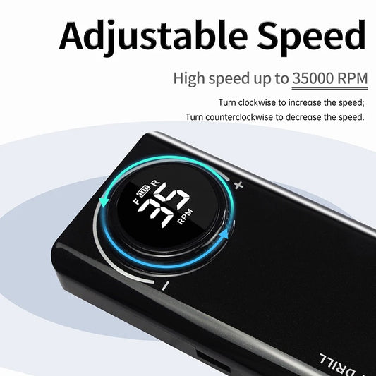 Silver - Portable Rechargeable Cordless Nail Drill Machine