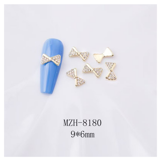 Crown Or Bow Alloy Nail Rhinstone - 5pcs