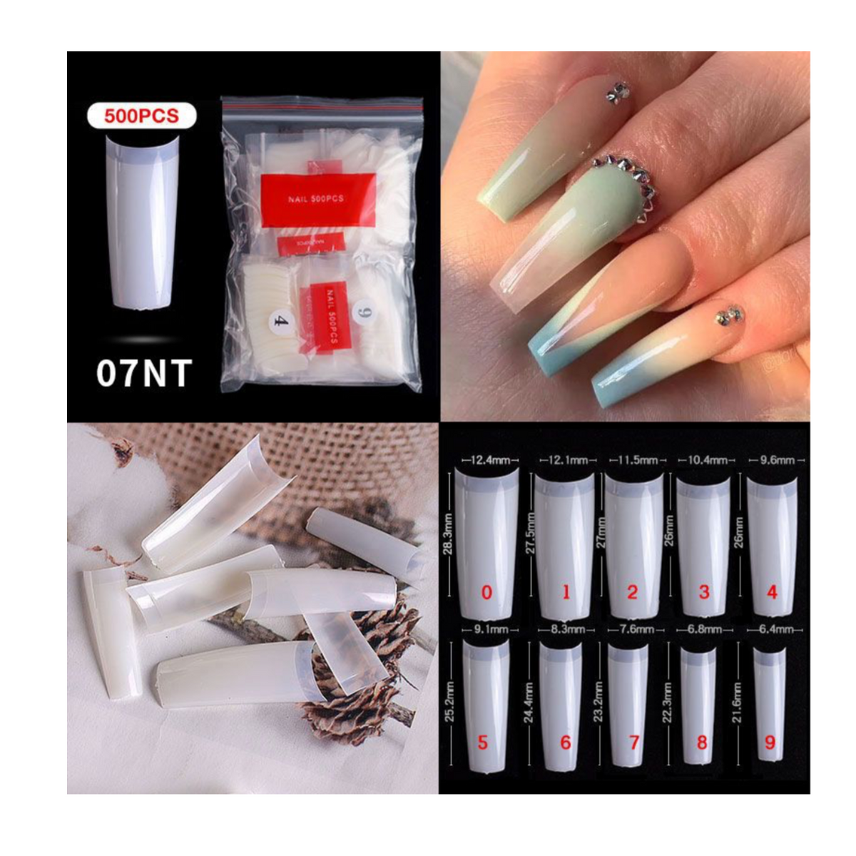 Half Cover Nail Tip - 500 pcs bag