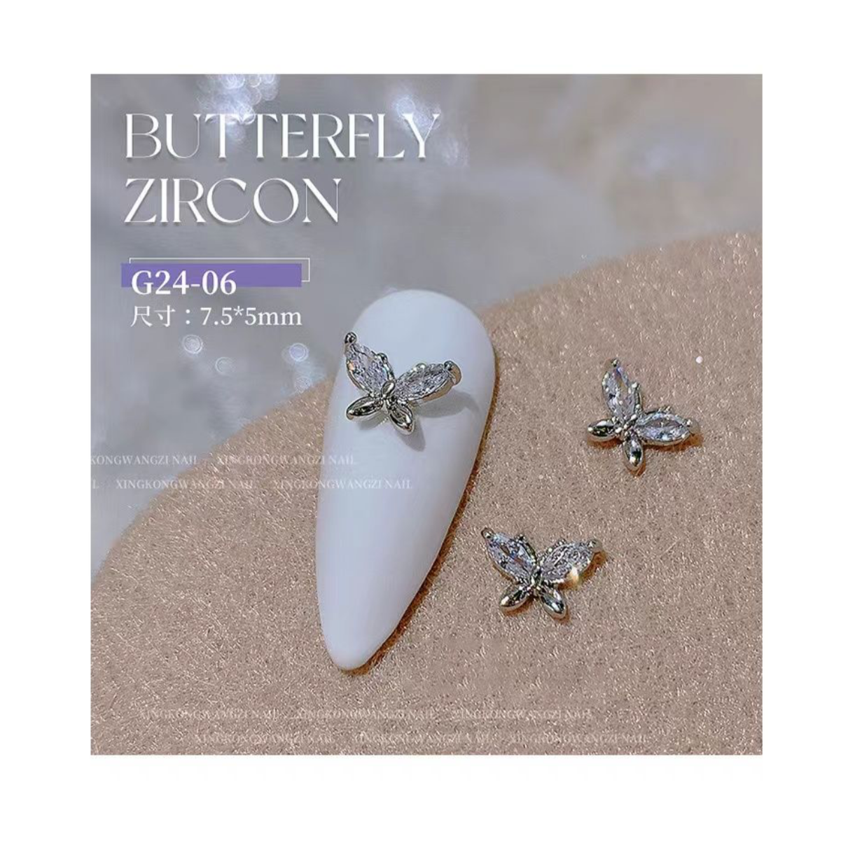NAIL DECORATION BUTTERFLY RHINESTONES - 2 PCS