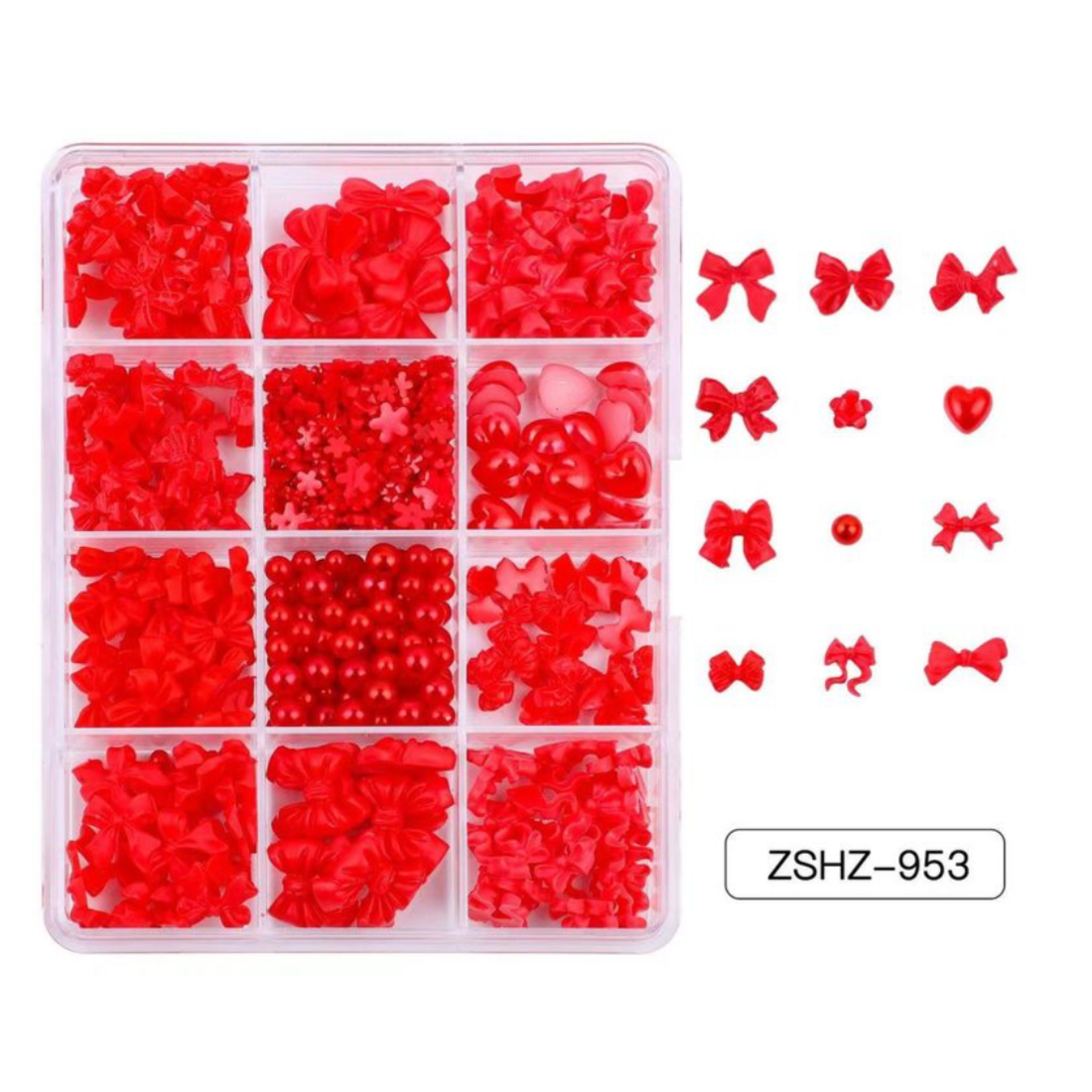 12 grids box Bows & Pearls Nail Decorations/ ZSHZ-953