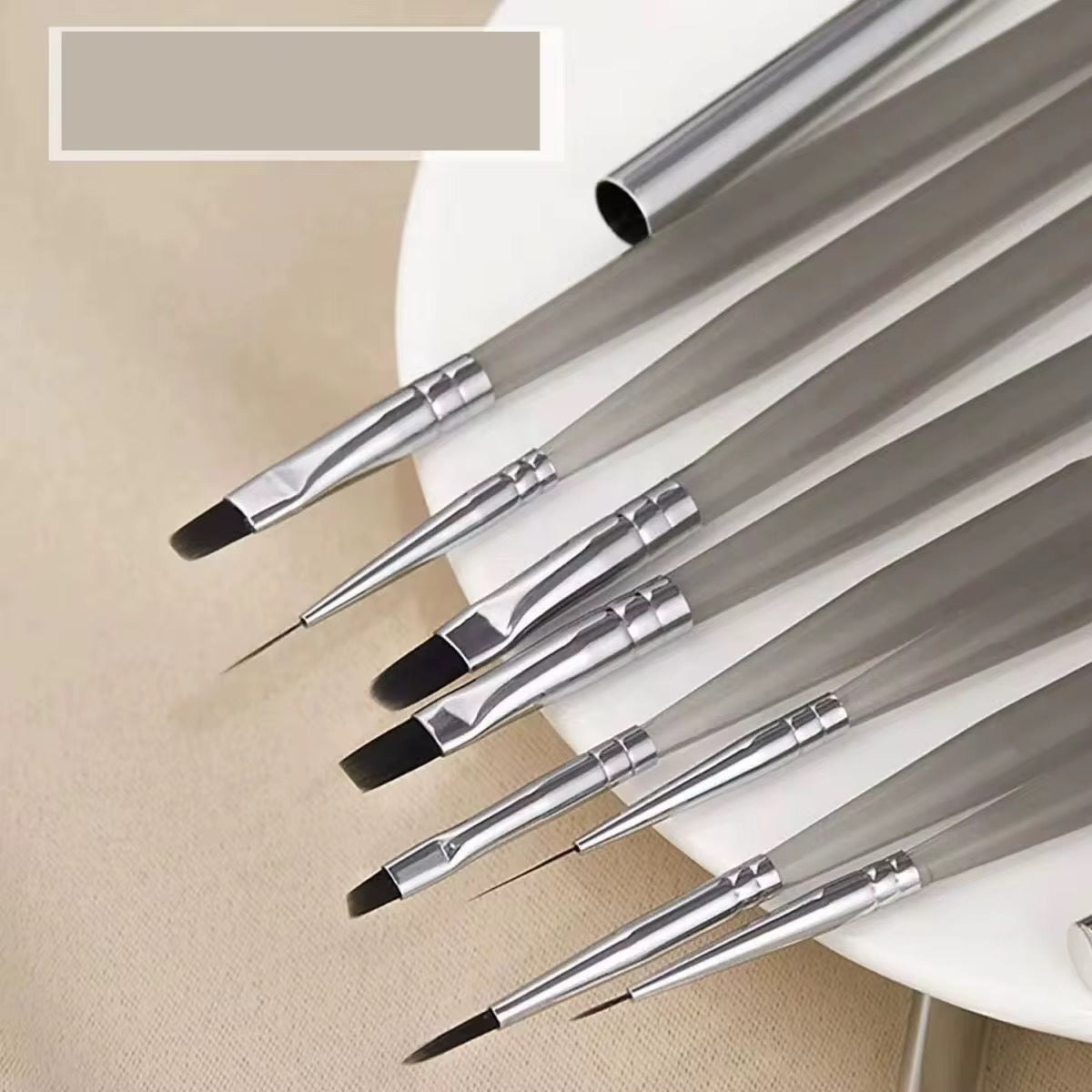 Ice Black Nail Manicure Brush Set - 8 pcs
