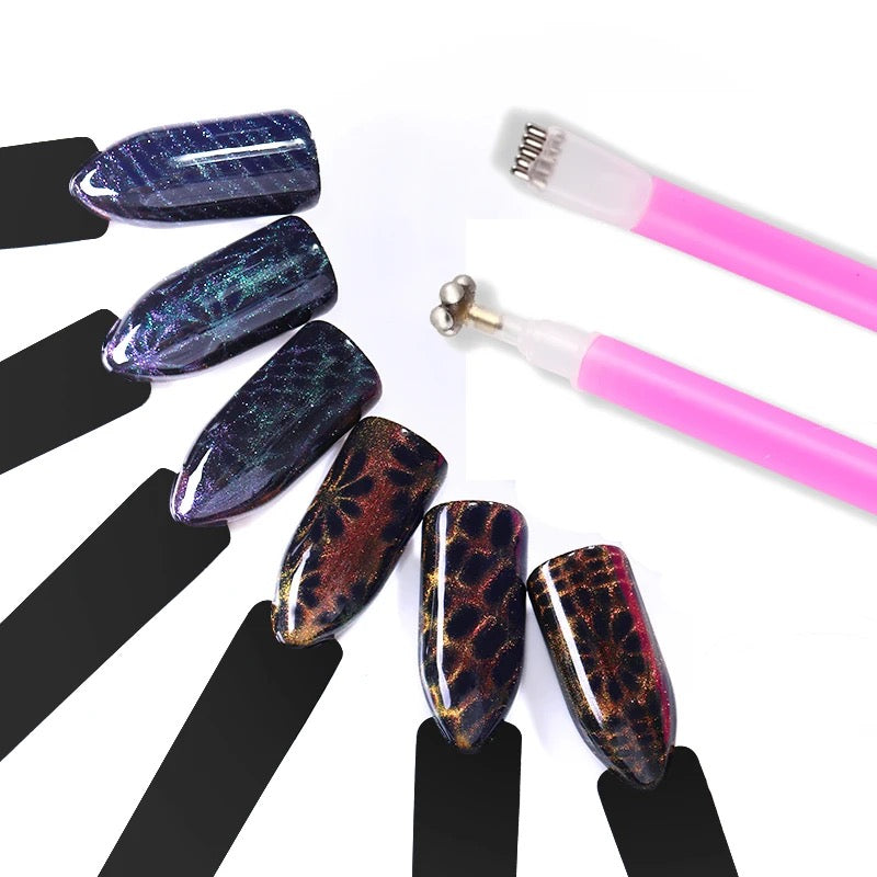 Double- Head Flower Cat Eye Magnet Pen