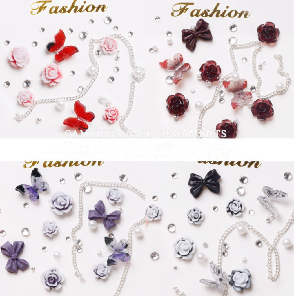Nail Decoration - Bows and Roses