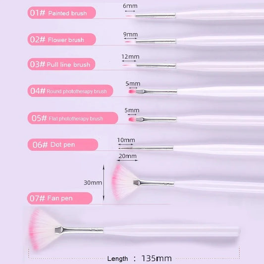 Manicure Brush Set - 7 pcs