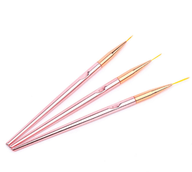 Rose Gold Nail Art Striping Brushes -3 pcs Set