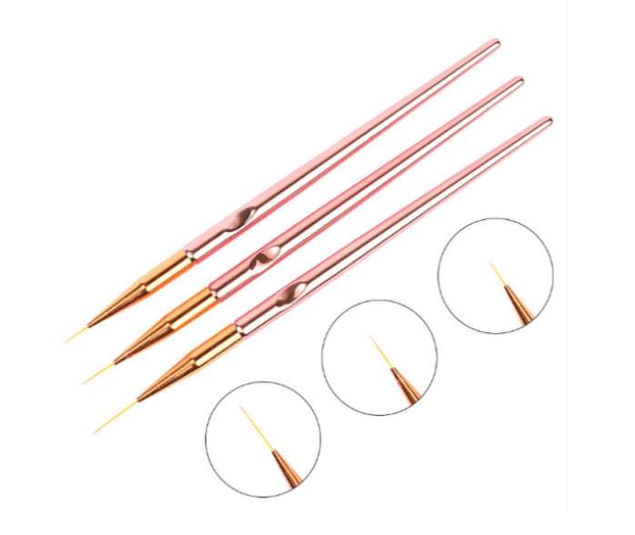 Rose Gold Nail Art Striping Brushes -3 pcs Set