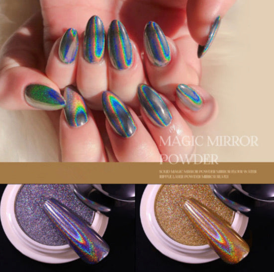 2 pcs set - Magic Solid Holographic Mirror Powder