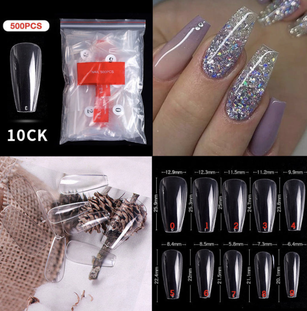 Full Cover Coffin Tips - 120pcs
