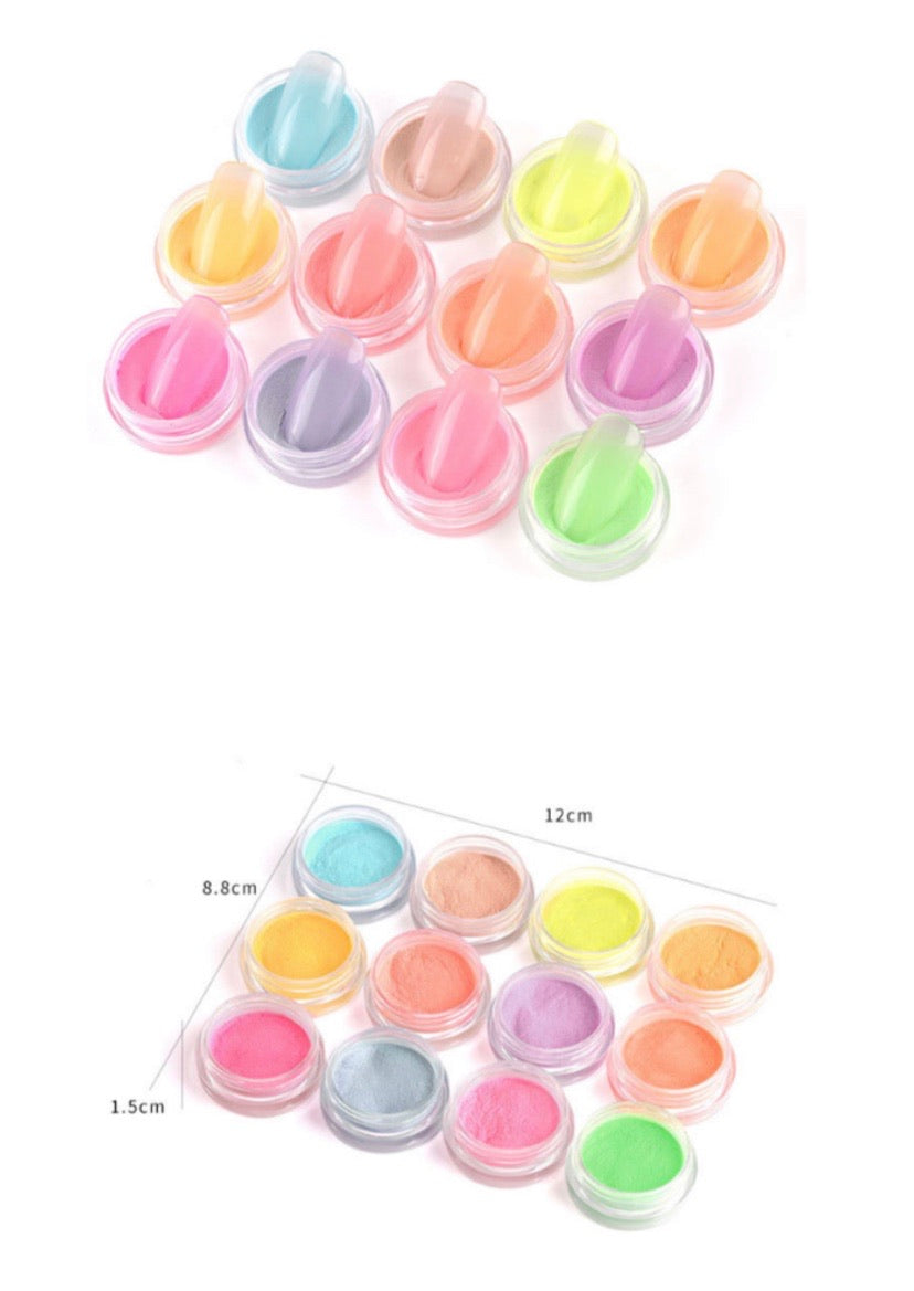 12 pcs Glow in the dark Acrylic Powder