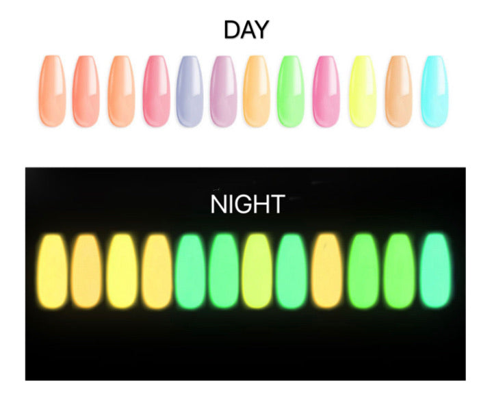 12 pcs Glow in the dark Acrylic Powder