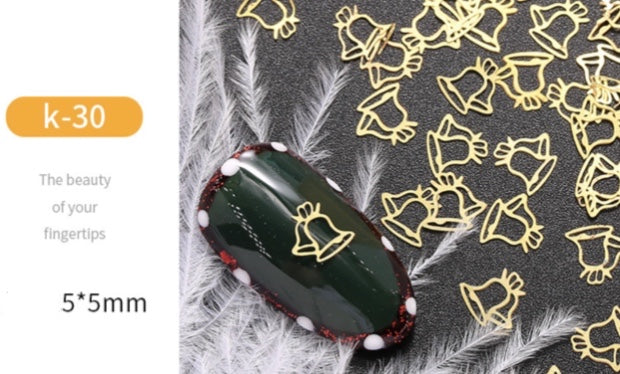 GOLD METAL CUTOUT CHRISTMAS NAIL DECOR