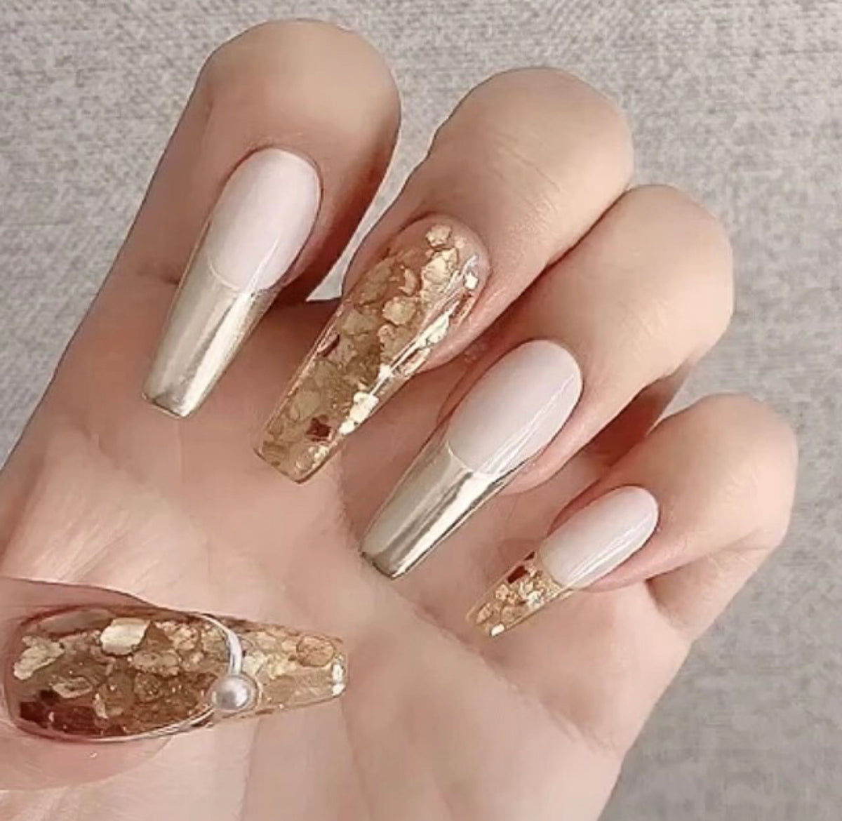 Mineral Nail Art Copper & Gold Pieces