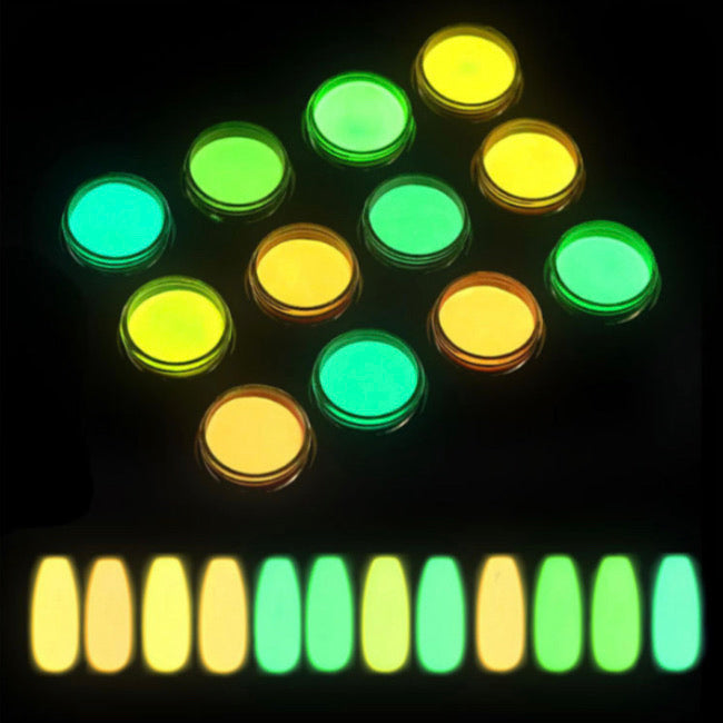 12 pcs Glow in the dark Acrylic Powder