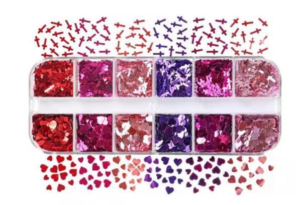 Cross+Heart Nail Decoration