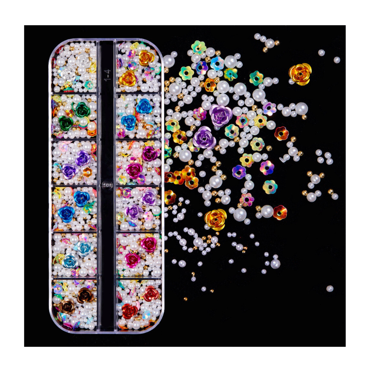 3D FLOWERS NAIL DECORATIONS WITH PEARLS