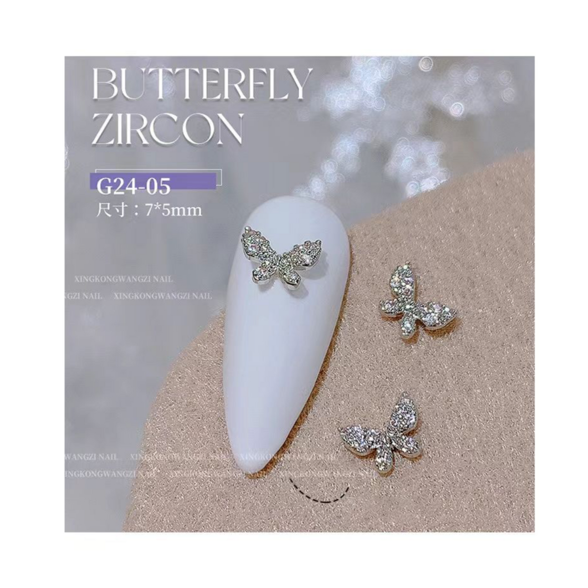NAIL DECORATION BUTTERFLY RHINESTONES - 2 PCS