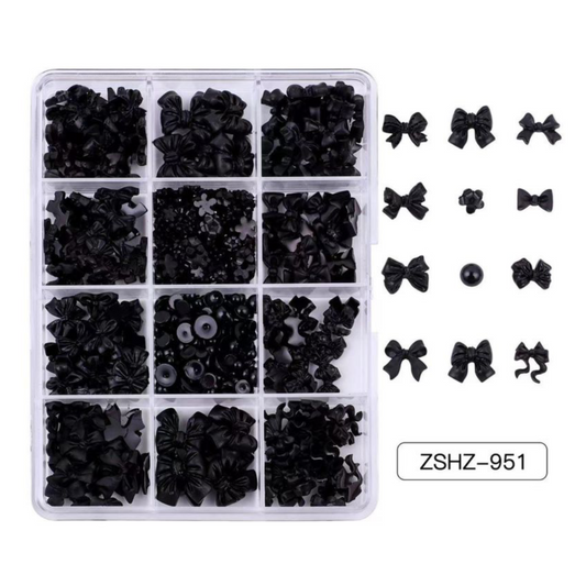 12 grids box Bows & Pearls Nail Decorations - ZSHZ-951
