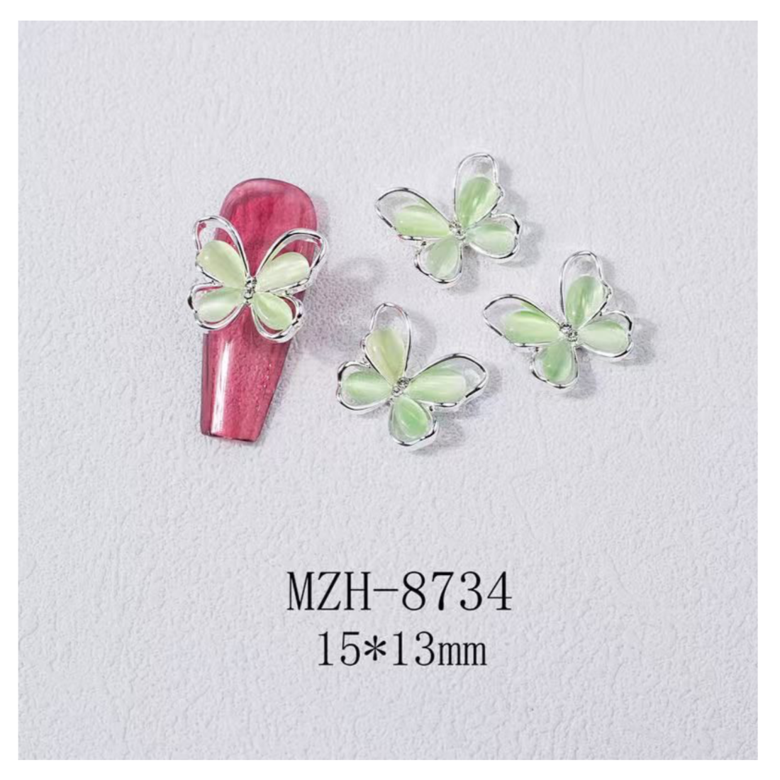 Metal stone Alloy Butterfly Nail Jewellery- 5 pcs
