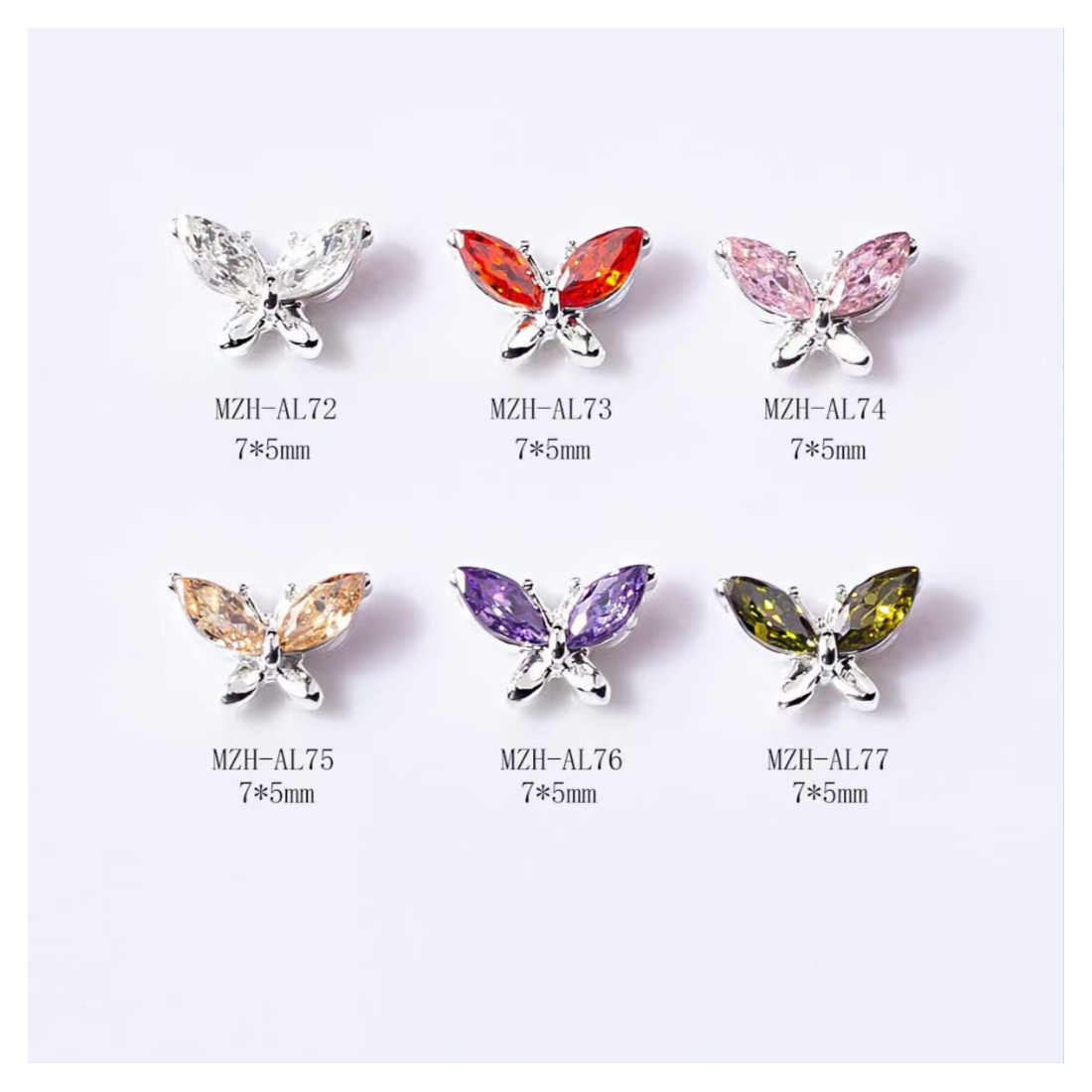 Metal Butterfly Nail Jewellery - 5 pcs