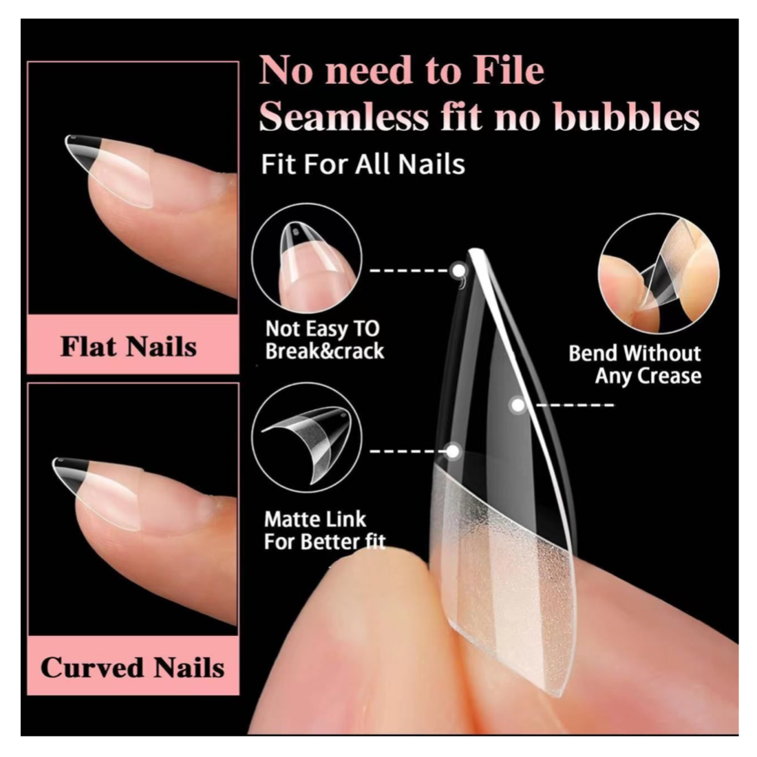 Extra Short Half Cover Soft Gel Nail Clear Tips - 600pcs