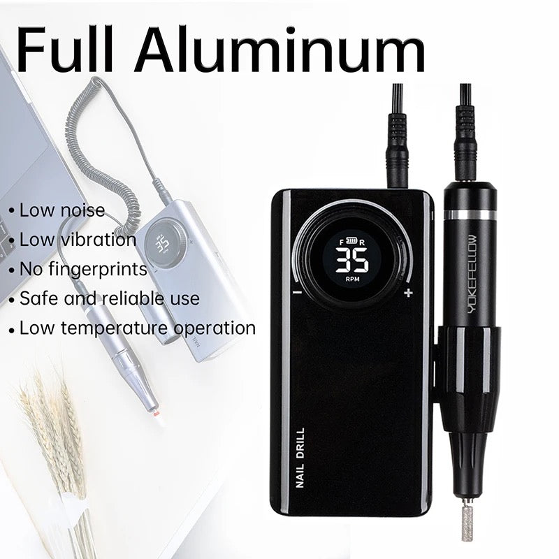 Silver - Portable Rechargeable Cordless Nail Drill Machine