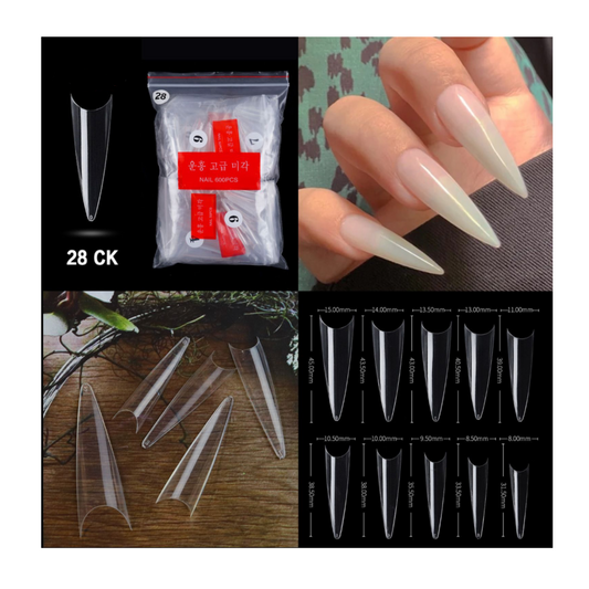 Stiletto Half Cover Nail Tips - 500 pcs Bag