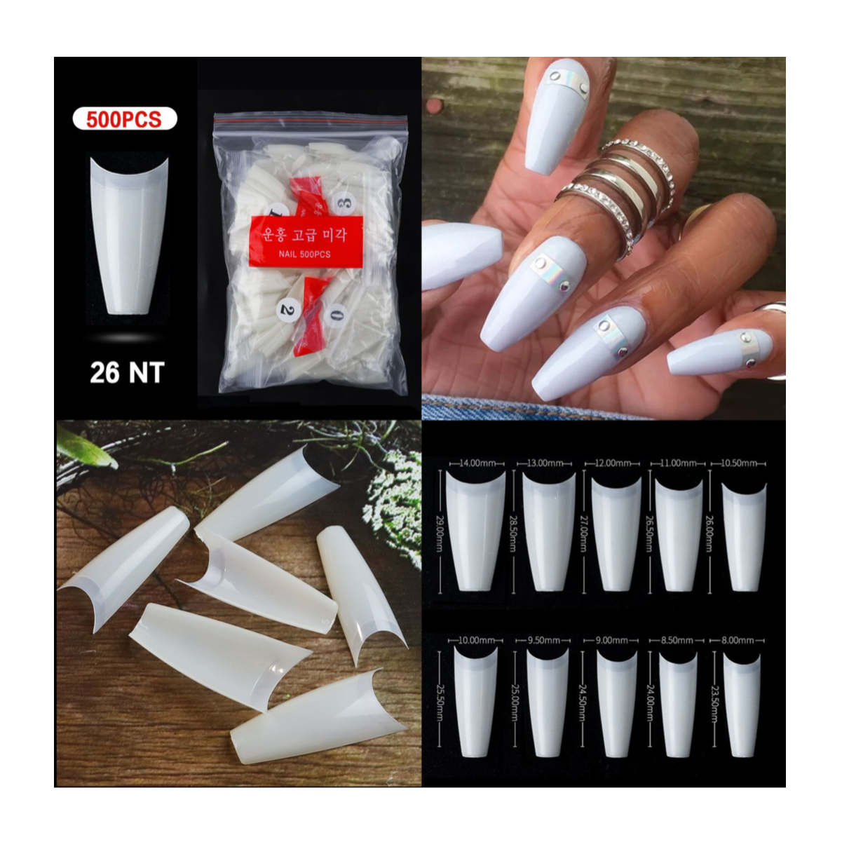 Half Coffin Nail Tips - 500 pcs Bag