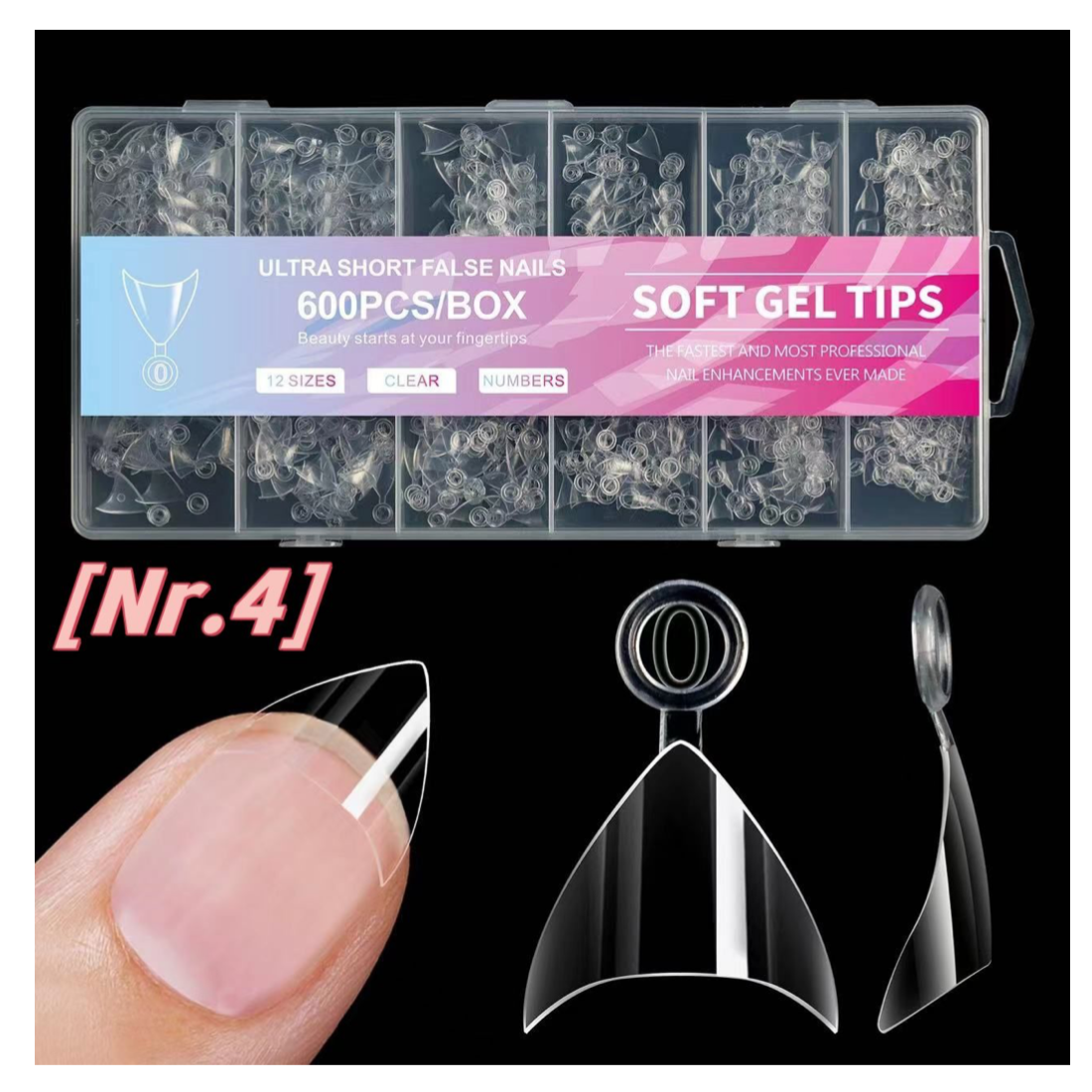 Extra Short Half Cover Soft Gel Nail Clear Tips - 600pcs