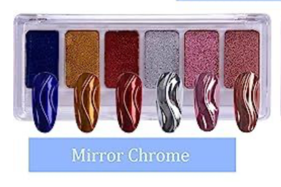 6 Colors Solid Nail Chrome Powder Palette