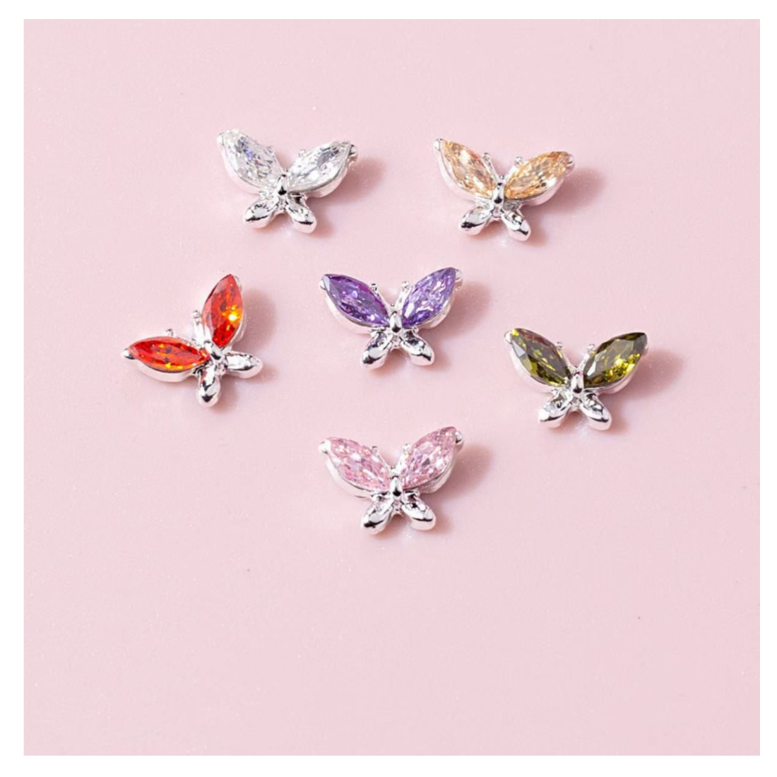 Metal Butterfly Nail Jewellery - 5 pcs