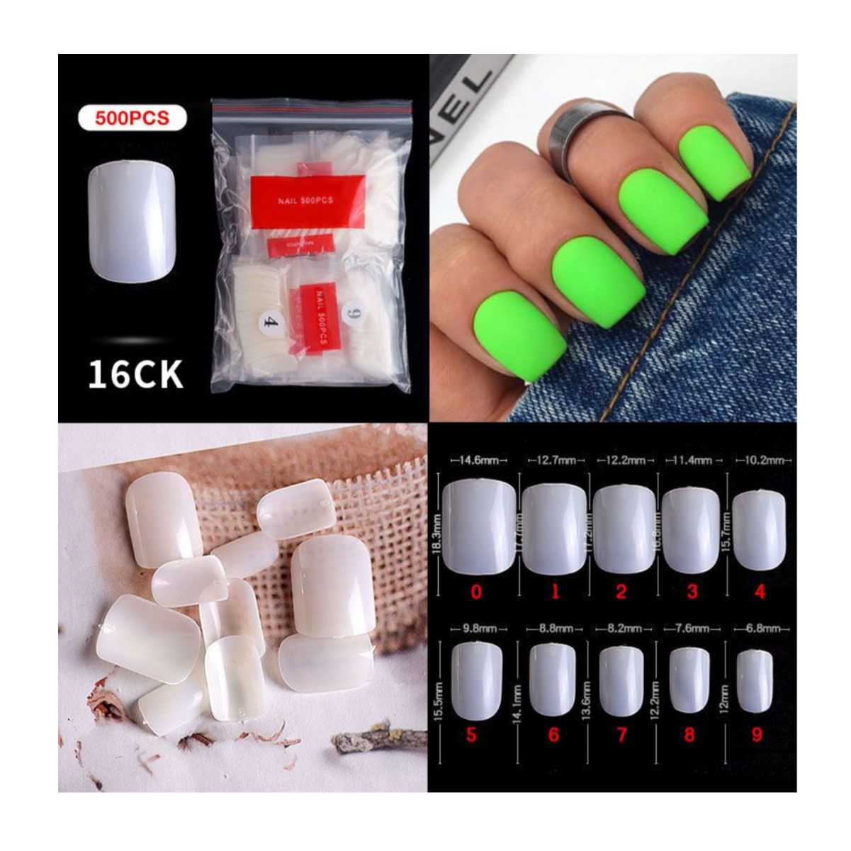 Full Cover Nail Tip - 500 pcs Bag