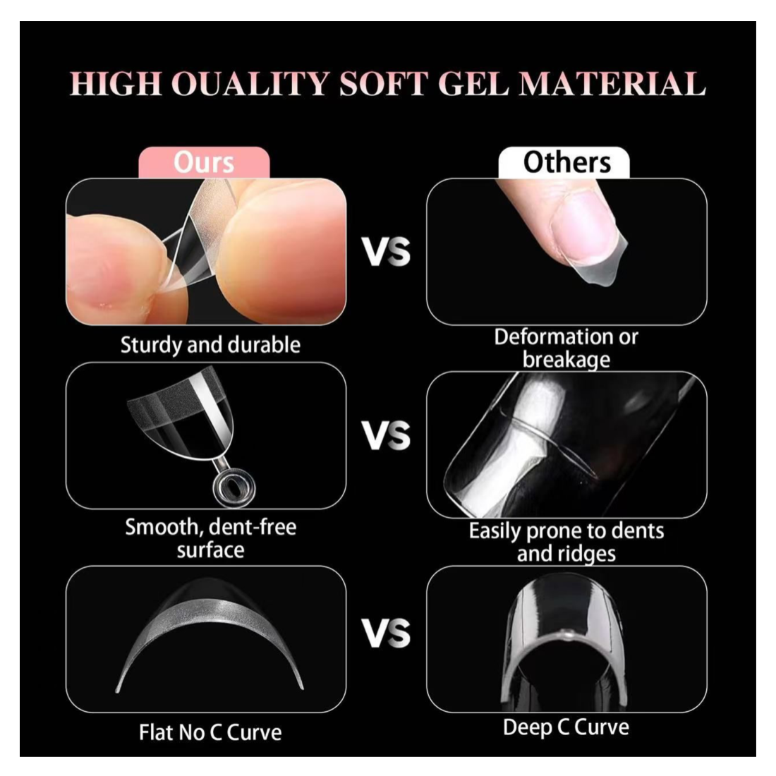 Extra Short Half Cover Soft Gel Nail Clear Tips - 600pcs