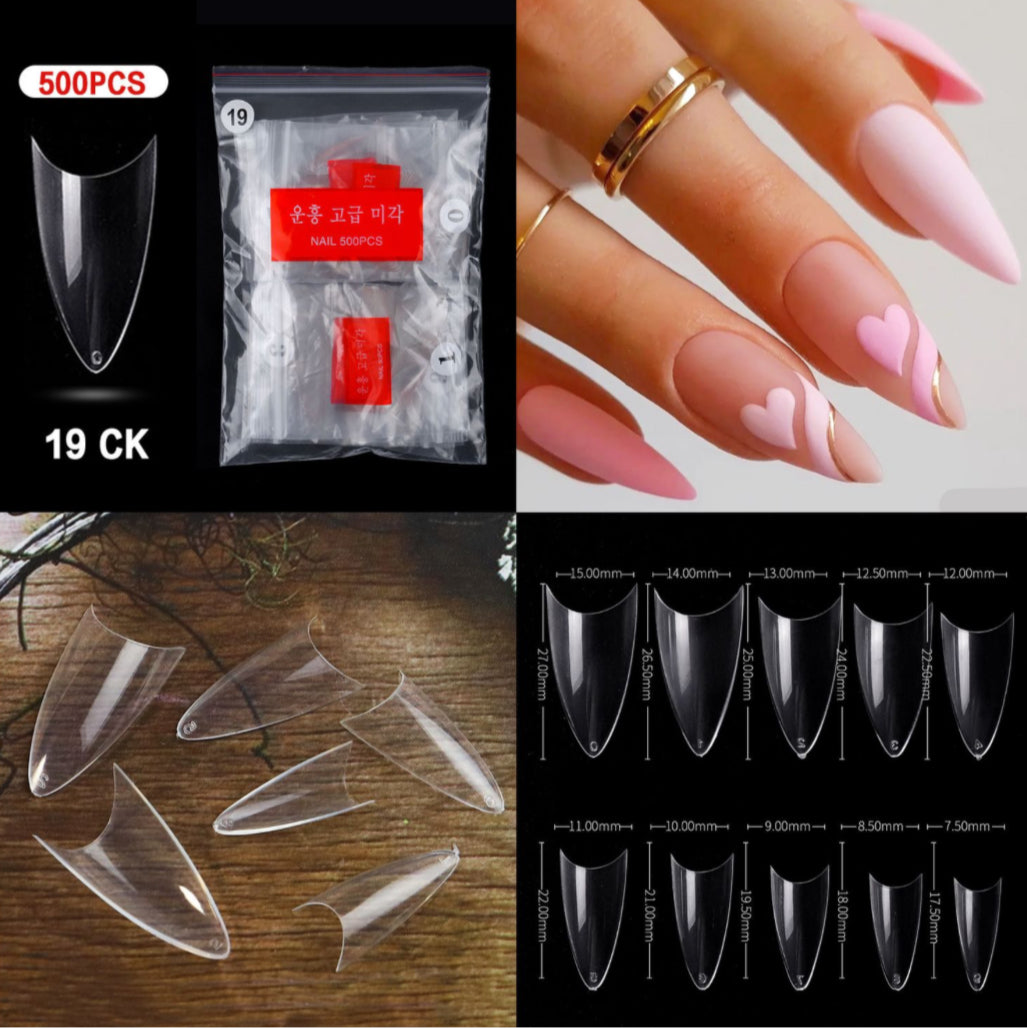 Stiletto Half Cover Nail Tips - 500pcs Packet