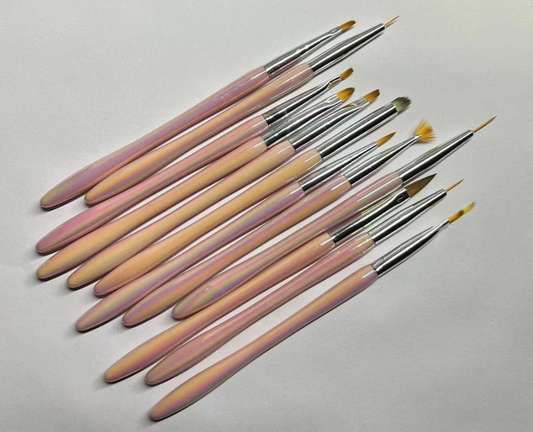 Pink Manicure Nail Brush Set - 12pcs Set