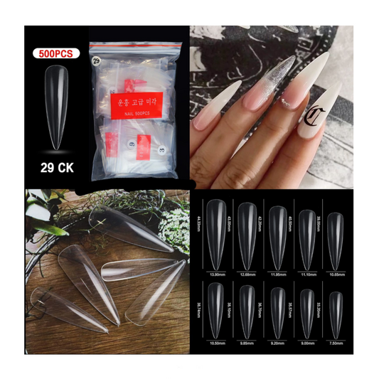 Stiletto Full Cover Nail Tip - 500 pcs Bag