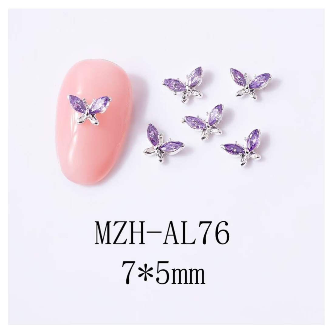 Metal Butterfly Nail Jewellery - 5 pcs